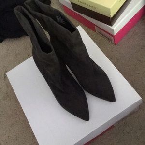 Gray Faux Suede Booties